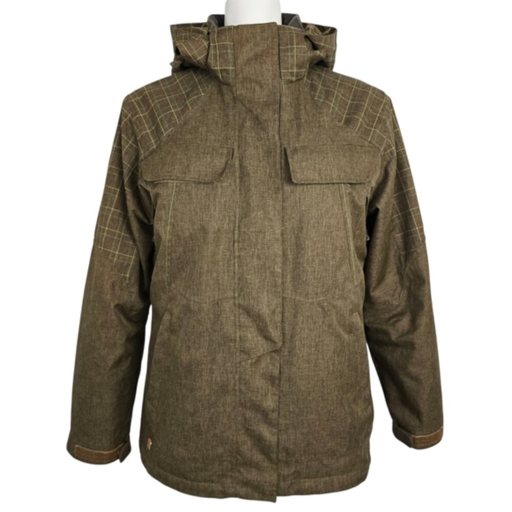 Trilogy Women Powderroom Snowboard Winter Ski 3in1 Khaki Jacket Waterproof Sz M